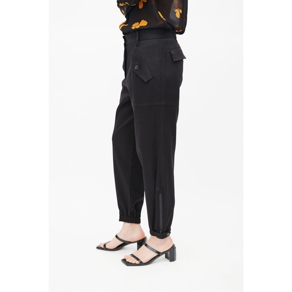 Nili Lotan Black Arliss Utility Cargo Jogger Pants Womens Zip Ankles - Picture 5 of 9